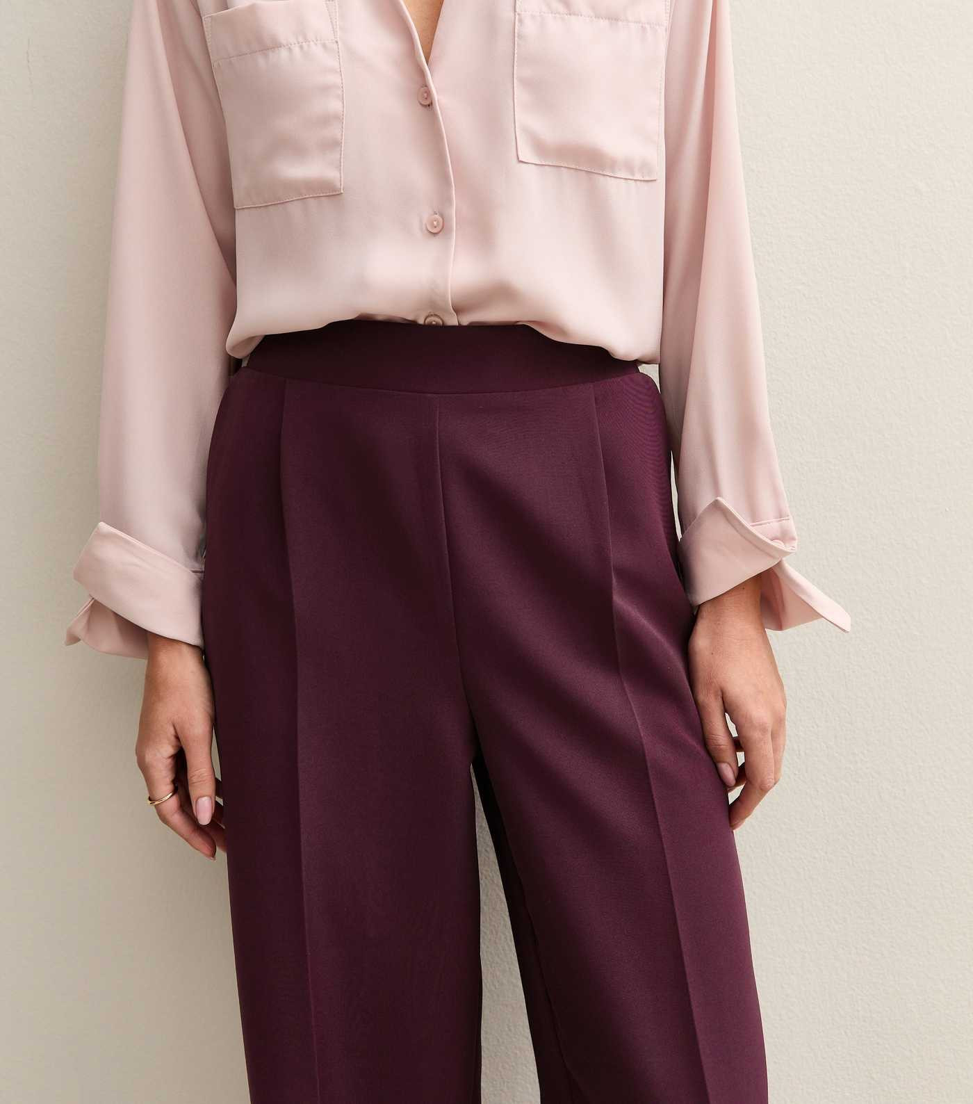 Burgundy Pull On Wide Leg Trousers | New Look | New Look (UK)