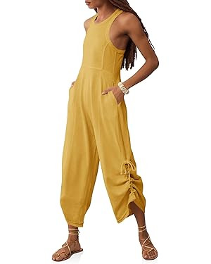 Cicy Bell Women's Workout Casual Jumpsuits Sleeveless Zip Up Back Wide Leg Long Pants Romper with... | Amazon (US)