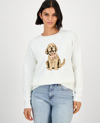 Hooked Up by IOT Juniors' Mossy Dog Intarsia-Knit Crewneck Sweater - Macy's | Macy's