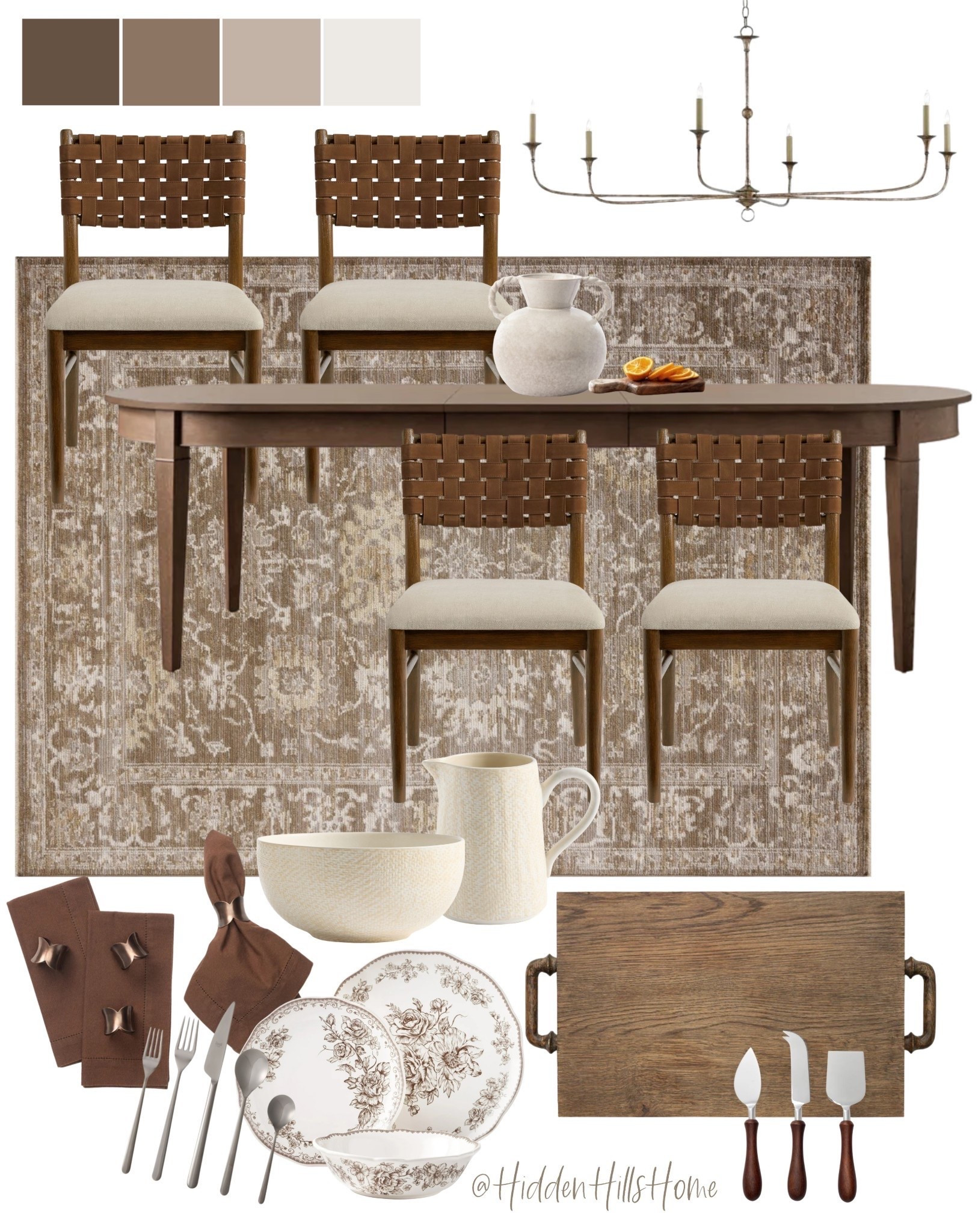 Dining room decor mood board, dining table, dining room chairs, home decor ideas, dining room rug, dining plates, napkins #diningroom

#LTKHome #LTKSaleAlert
