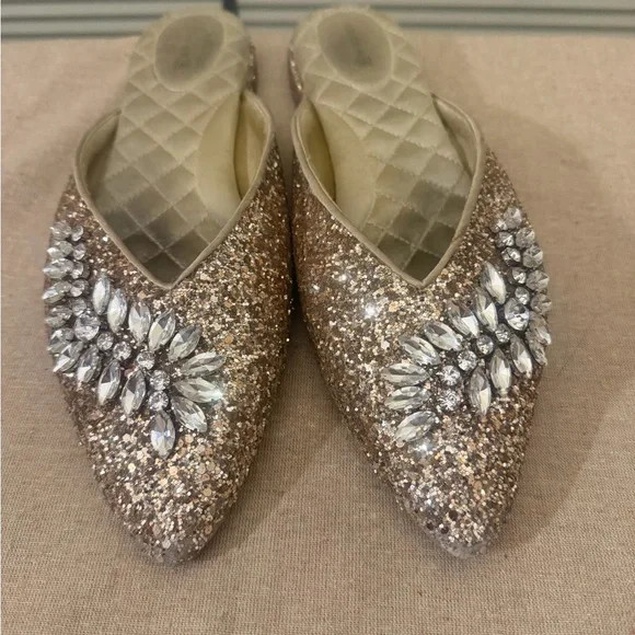 Birdies Sparkling beautiful Gold Crystal Slides Mules | Poshmark