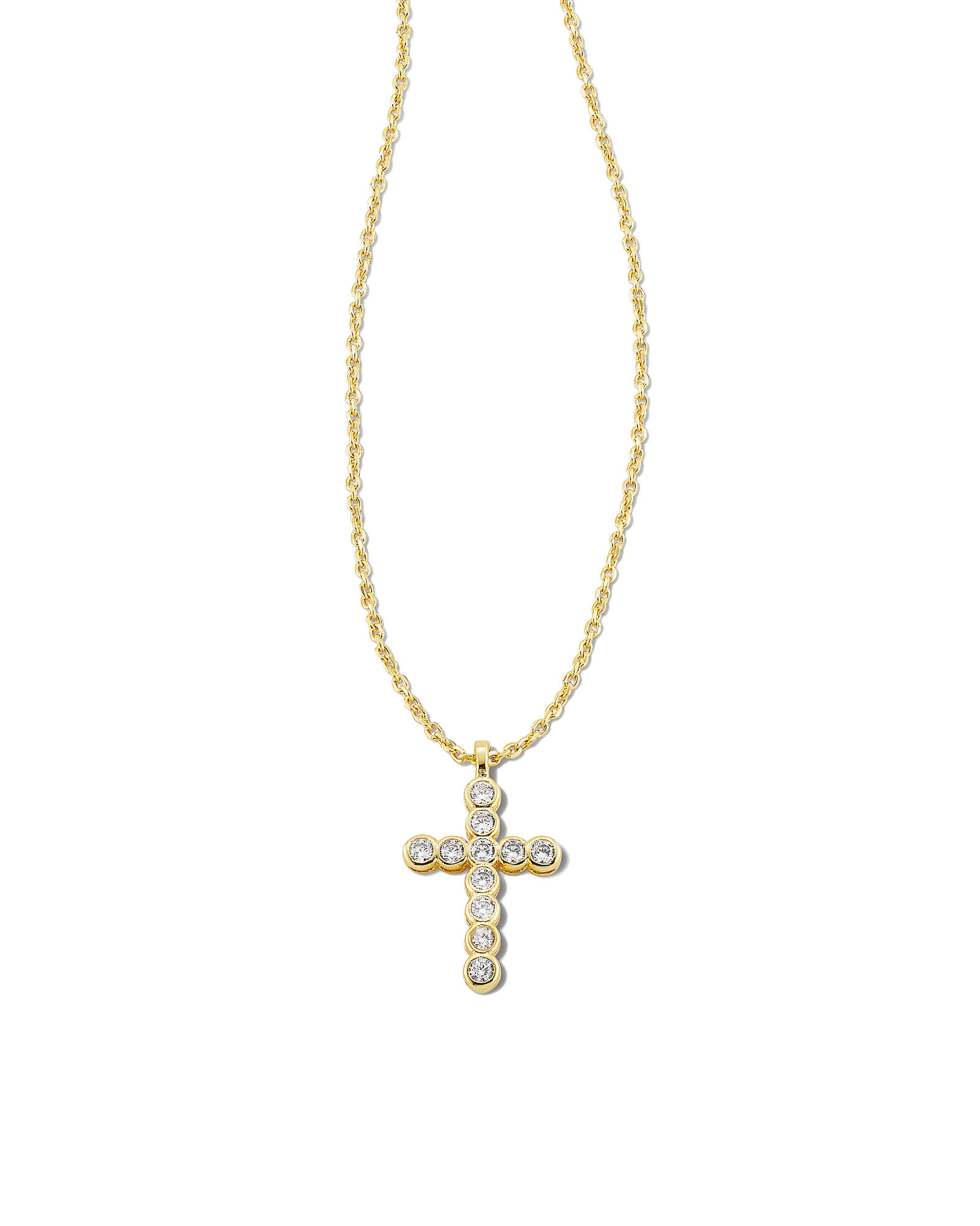 Cross Gold Pendant Necklace in White Crystal | Kendra Scott