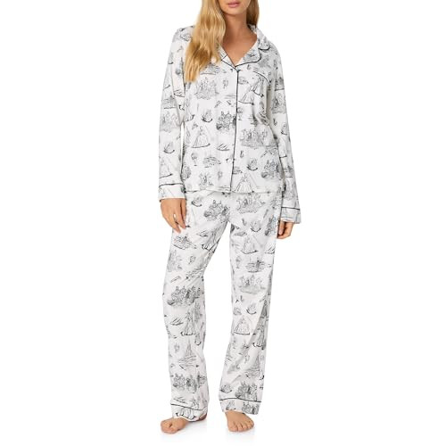 Bed Head PJs Womens Long Sleeve Notch Collar & Pant Sleepwear Pajama Set, Organic Cotton, White Wizard Of Oz, X-Large | Amazon (US)