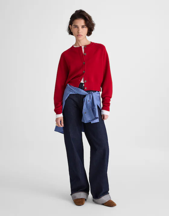 Raglan-Sleeve Cropped Cardigan in Merino Wool | Madewell