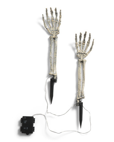 Set Of 2 18in Outdoor Safe Lighted Skeleton Hands With Stakes | TJ Maxx