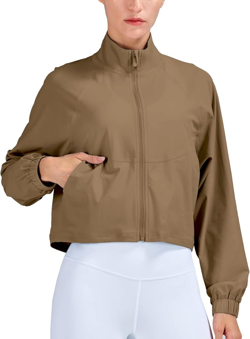 altiland Women's Athletic Running Yoga Gym Track Zip Up Cropped Jackets UPF 50+ Sun Protection Long  | Amazon (US)