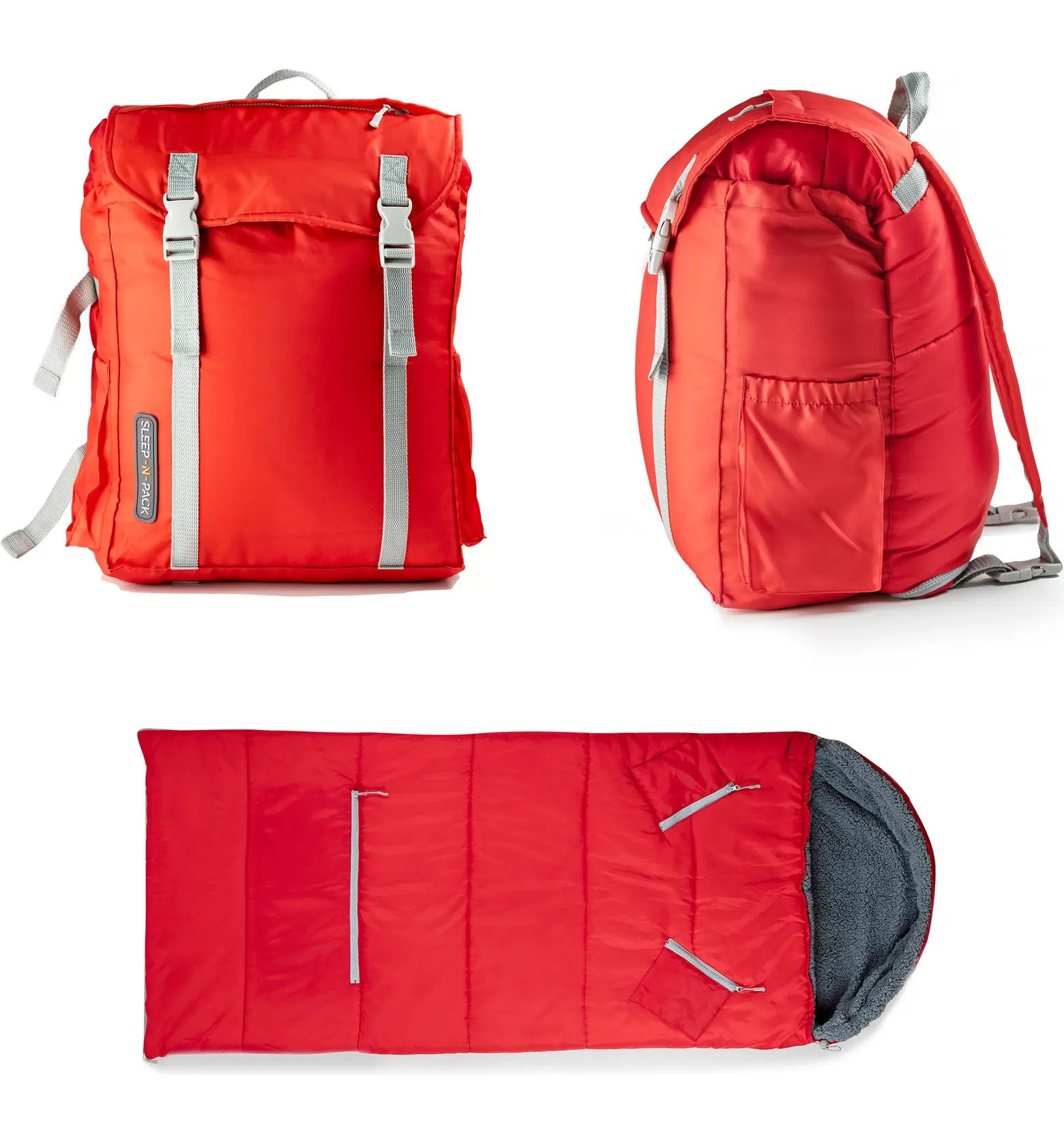 mimish Kids' Sleep-n-Pack Faux Shearling Lined Sleeping Bag Backpack | Nordstrom | Nordstrom