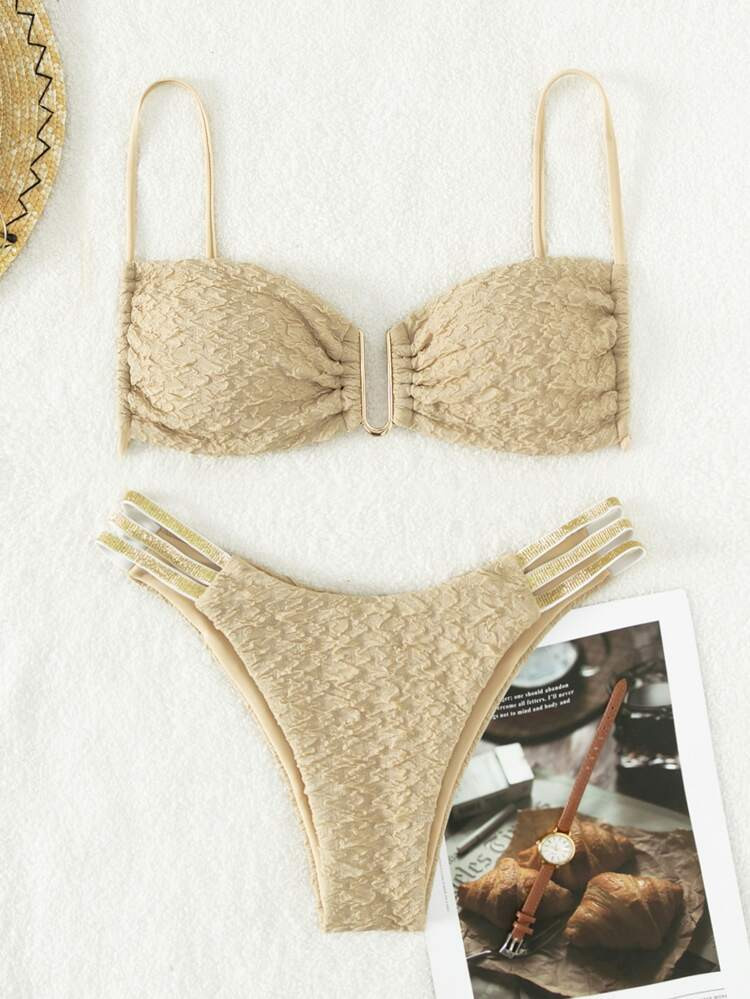 Plain Cut-out Bikini Swimsuit | SHEIN
