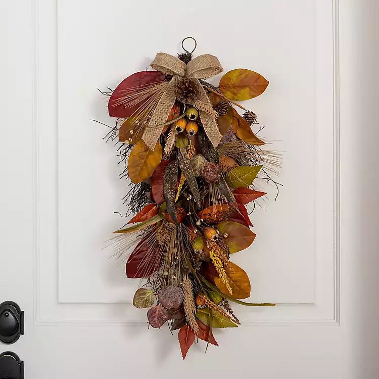 Mixed Fall Foliage Teardrop Swag | Kirkland's Home