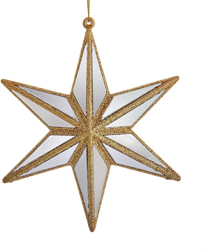 Ivory and Gold Mirrored Star Ornament 5 Inch | Amazon (US)