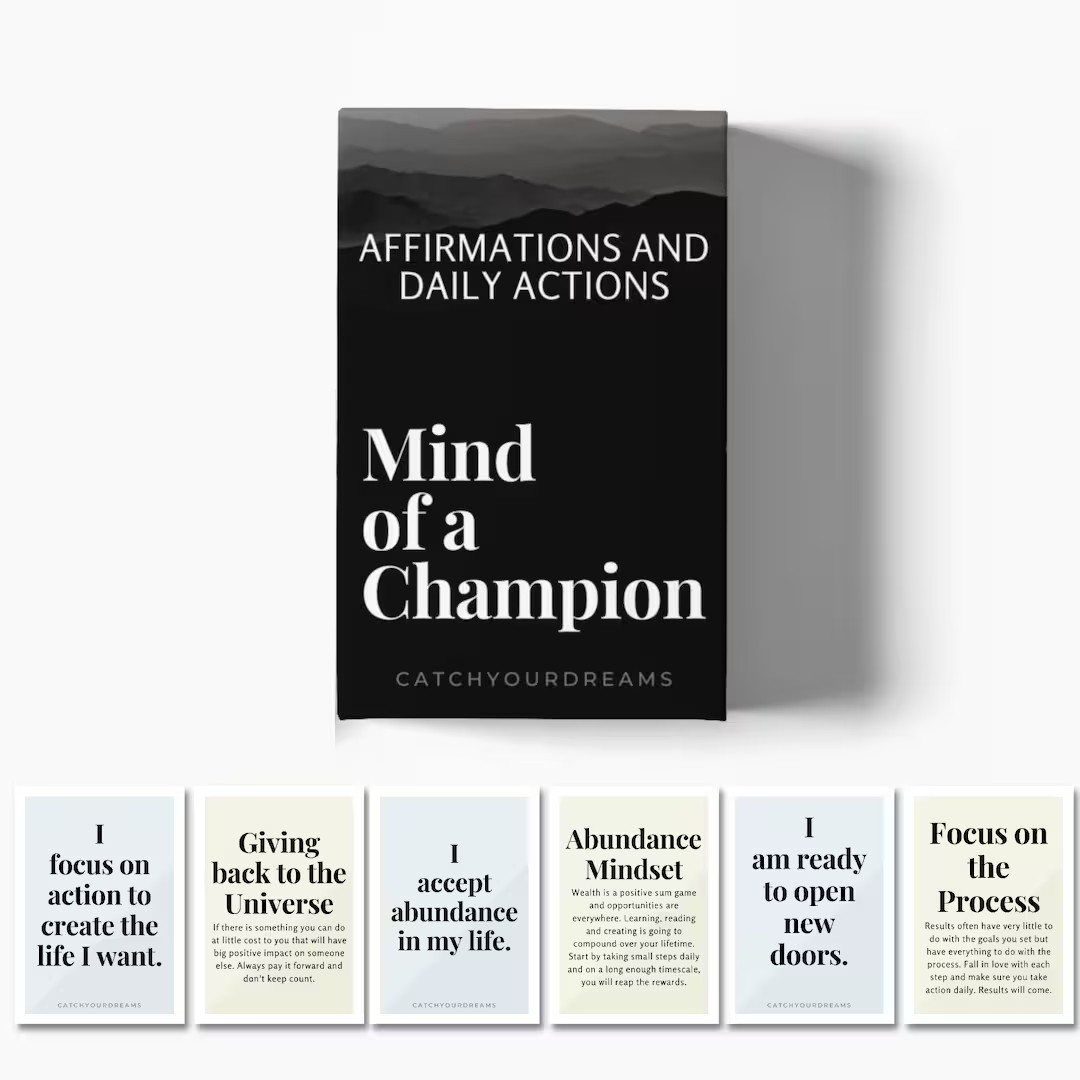 Mind of A Champion Motivational Cards for Men Affirmations and Action Steps to Turn Dreams Into R... | Etsy (US)