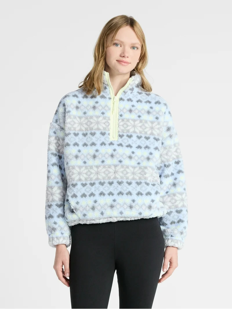 No Boundaries Plush Half-Zip Pullover, Women's - Walmart.com | Walmart (US)