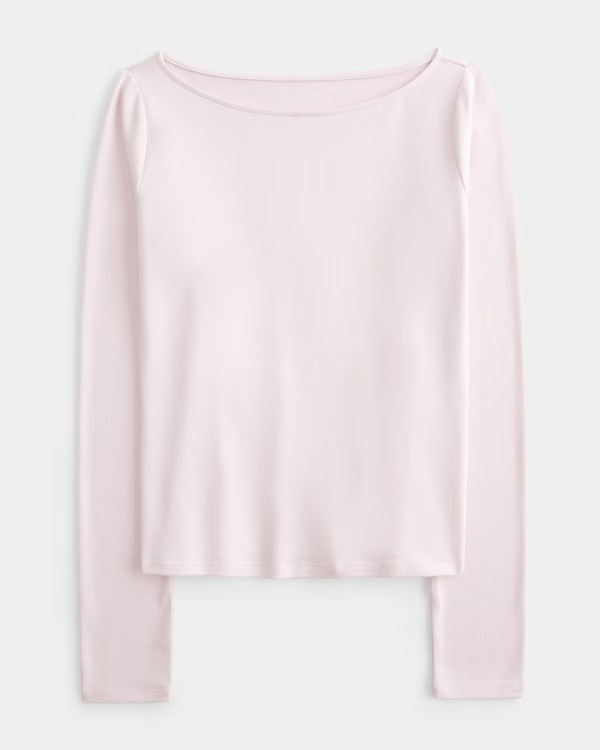 Women's Long-Sleeve Seamless Fabric Slash-Neck Top | Women's Tops | HollisterCo.com | Hollister (US)