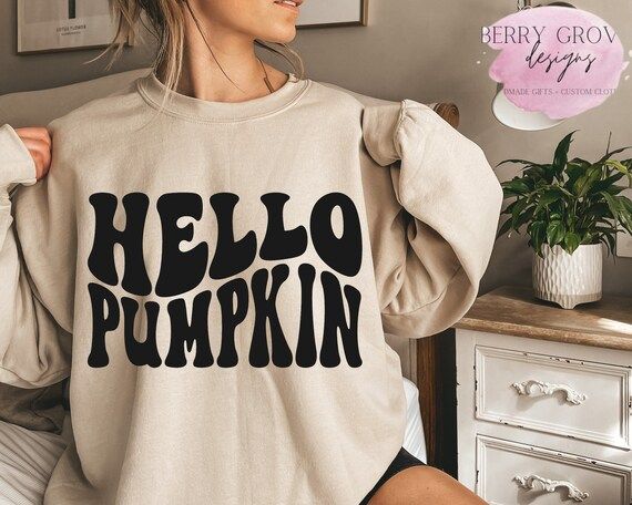 Fall Sweatshirt Cute Fall Sweatshirt Hello Pumpkin - Etsy | Etsy (US)