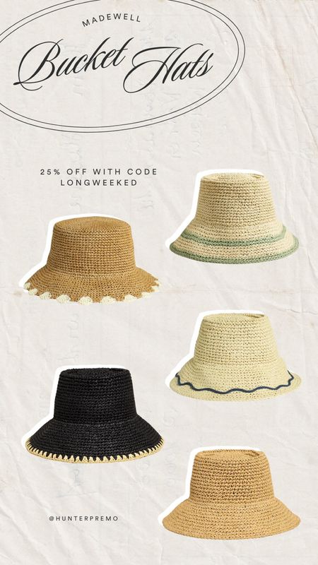25% off at Madewell with code LONGWEEKEND !! Loving these bucket hats for summer outfits! 

#LTKSaleAlert #LTKFindsUnder100 #LTKStyleTip