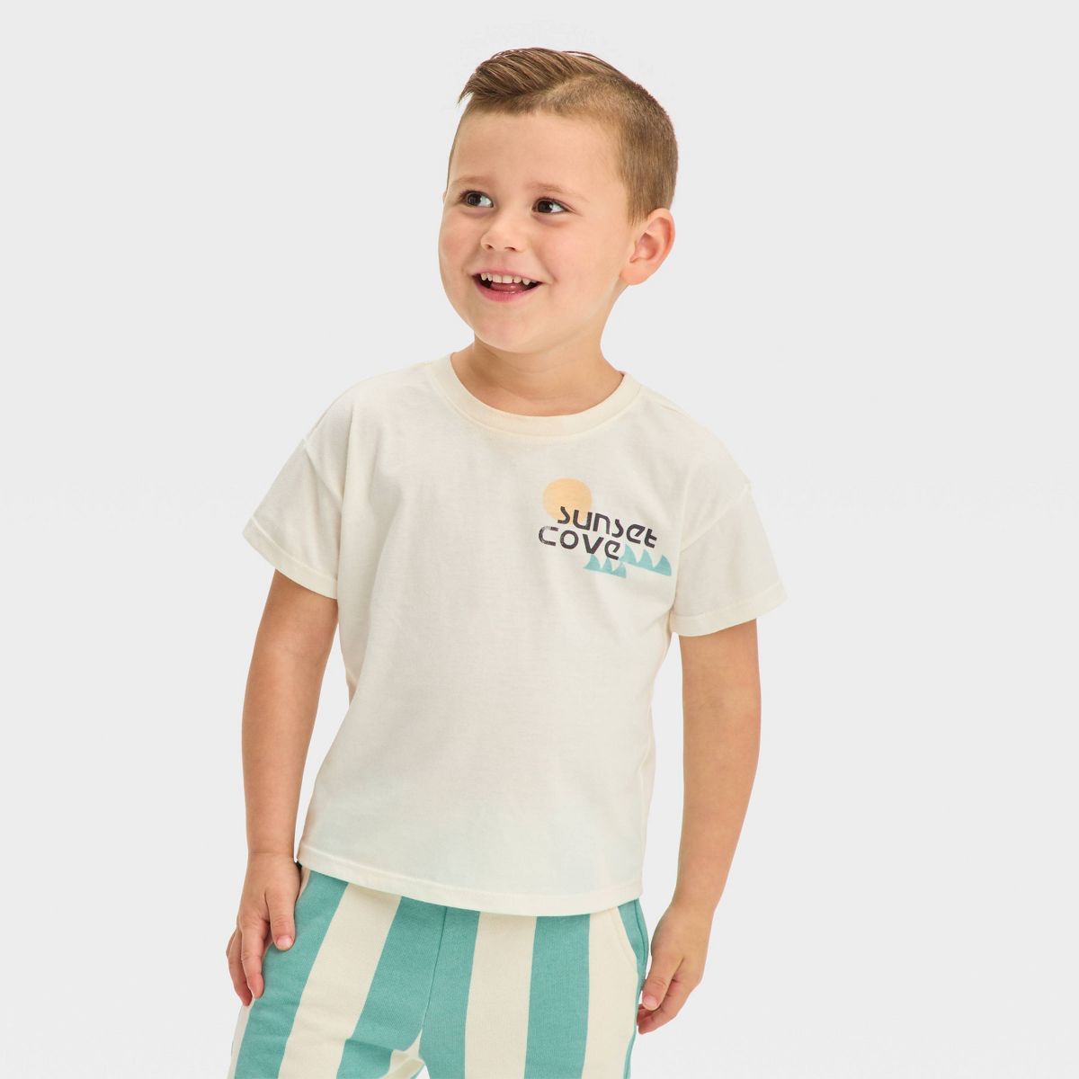 Grayson Mini Toddler Boys' Jersey Knit Sunset Cove T-Shirt - Cream 3T | Target