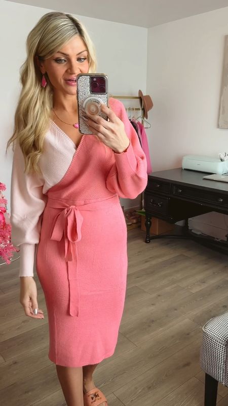 Love this Amazon sweater dress! Two tone pinks, wearing a small. I am 5’8. Also linked my cute pink jewelry! Dress is just under $35.

#LTKfindsunder100 #LTKfindsunder50 #LTKSeasonal