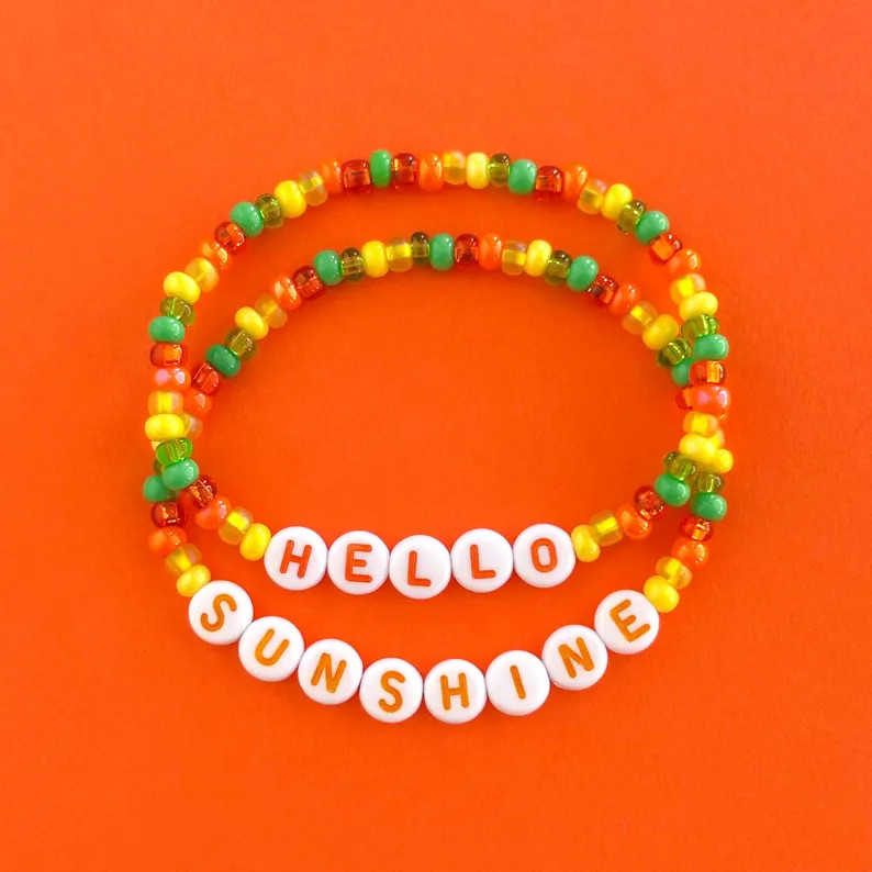 Hello Sunshine Bracelet Set, Orange Bird Bracelets, Stacking Stretch Bracelets - Etsy | Etsy (US)