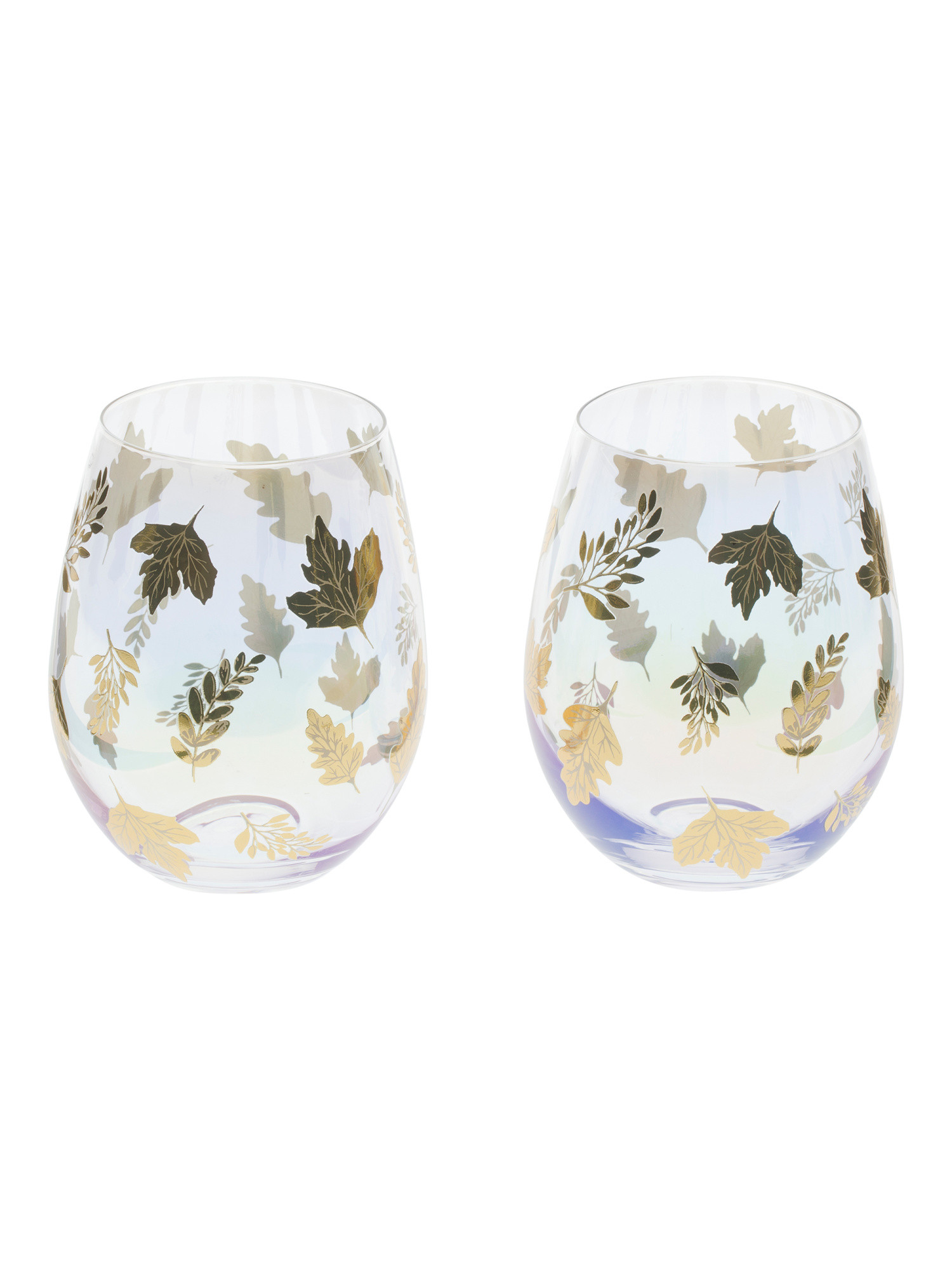 2pk Leaves Luster Stemless Wine Glasses | Drinkware | Marshalls | Marshalls