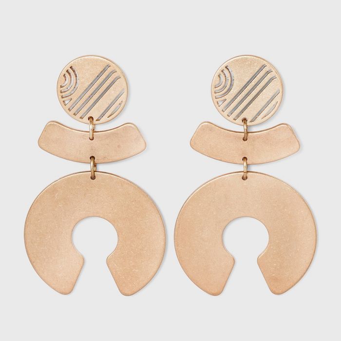 Cutout Post with Curved Bar and Open Circle Drop Earrings - Universal Thread™ | Target