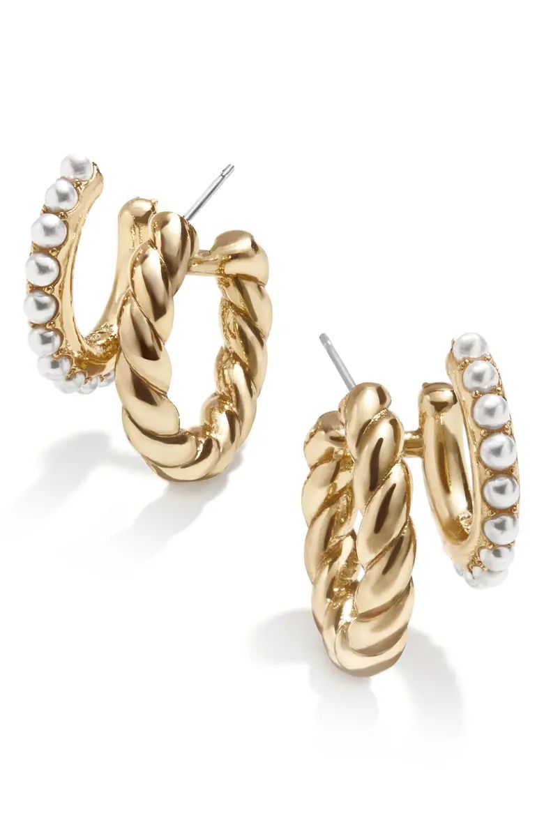 BaubleBar Imitation Pearl Hoop Earrings | Nordstrom | Nordstrom