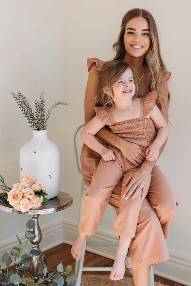 Perfectly Poised Terracotta Girls Jumpsuit | Pink Lily