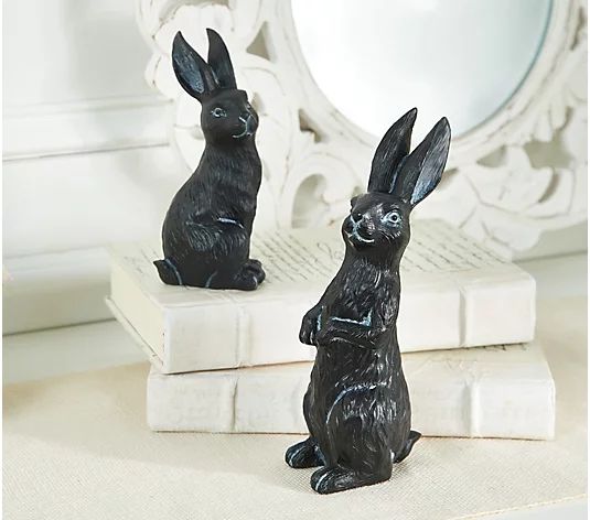 House No.9 by Home Love S/2 Brushed Tabletop Bunny Figurines | QVC