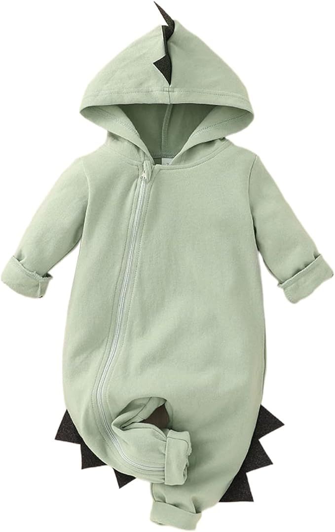 Newborn Baby Boys Girls Cartoon Dinosaur Halloween Hoodie Romper Onesies Jumpsuit Outfits | Amazon (US)