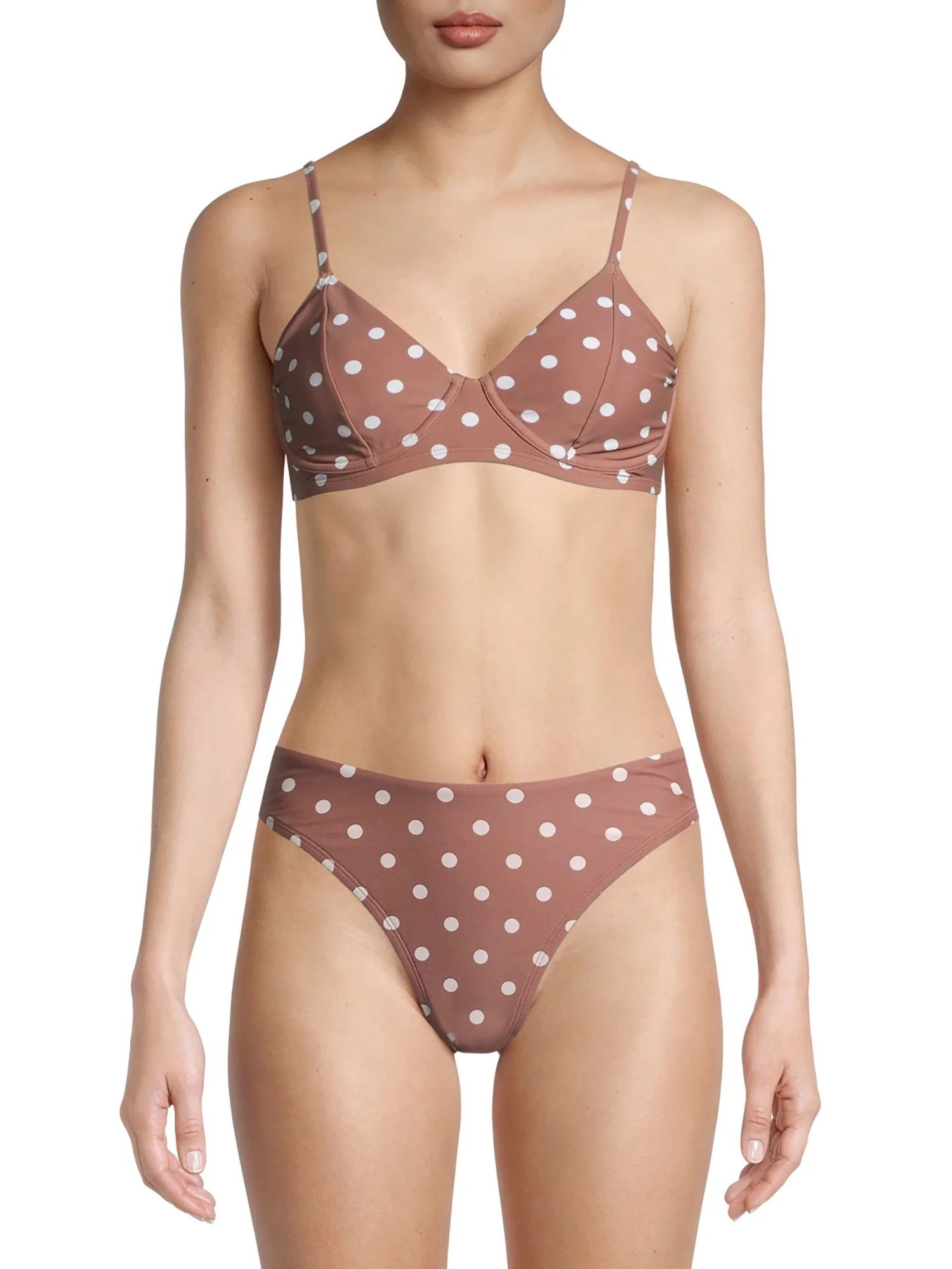 Time and Tru - Time and Tru Women’s Underwire Polka Dot Print Swim Top - Walmart.com | Walmart (US)