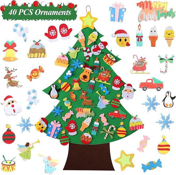 TOBEHIGHER Felt Christmas Tree - 3.5 FT Wall Felt Christmas Tree for Kids with 40 Pcs Ornaments, ... | Amazon (US)