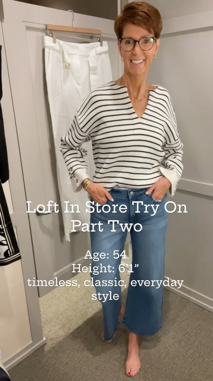 Loft in store try on part two

From chic stripes to feminine florals, I'm bringing you the ultimate style inspiration with my recent try-on session! Swipe through to discover versatile pieces perfect for any occasion.

1️⃣ Stay cozy and stylish in a classic stripe sweater paired with trendy wide-leg jeans, a perfect combo for those casual chic days.

2️⃣ Embrace feminine charm with a pink puff sleeve blouse featuring delicate cutouts, effortlessly paired with flattering wide-leg jeans.

3️⃣ Effortlessly chic in a navy blue tee shirt dress cinched at the waist, ideal for a laid-back yet polished look.

4️⃣ Bloom into style with an olive green floral blouse paired with cream linen wide-leg cargo pants, perfect for a boho-chic vibe.

5️⃣ Make a statement in a green and white gathered waist shirt dress, exuding elegance and flair.

6️⃣ Stay cool and sophisticated in a black linen jumpsuit featuring a collared neckline and drawstring waist, perfect for those on-the-go days.

7️⃣ Channel casual elegance with a sleeveless chambray top paired with cream wide-leg jeans, ideal for effortless spring styling.

Over 50 fashion, tall fashion, workwear, everyday, timeless, Classic Outfits

Hi I’m Suzanne from A Tall Drink of Style - I am 6’1”. I have a 36” inseam. I wear a medium in most tops, an 8 or a 10 in most bottoms, an 8 in most dresses, and a size 9 shoe. 

fashion for women over 50, tall fashion, smart casual, work outfit, workwear, timeless classic outfits, timeless classic style, classic fashion, jeans, date night outfit, dress, spring outfit

#LTKover40 #LTKworkwear #LTKfindsunder100
