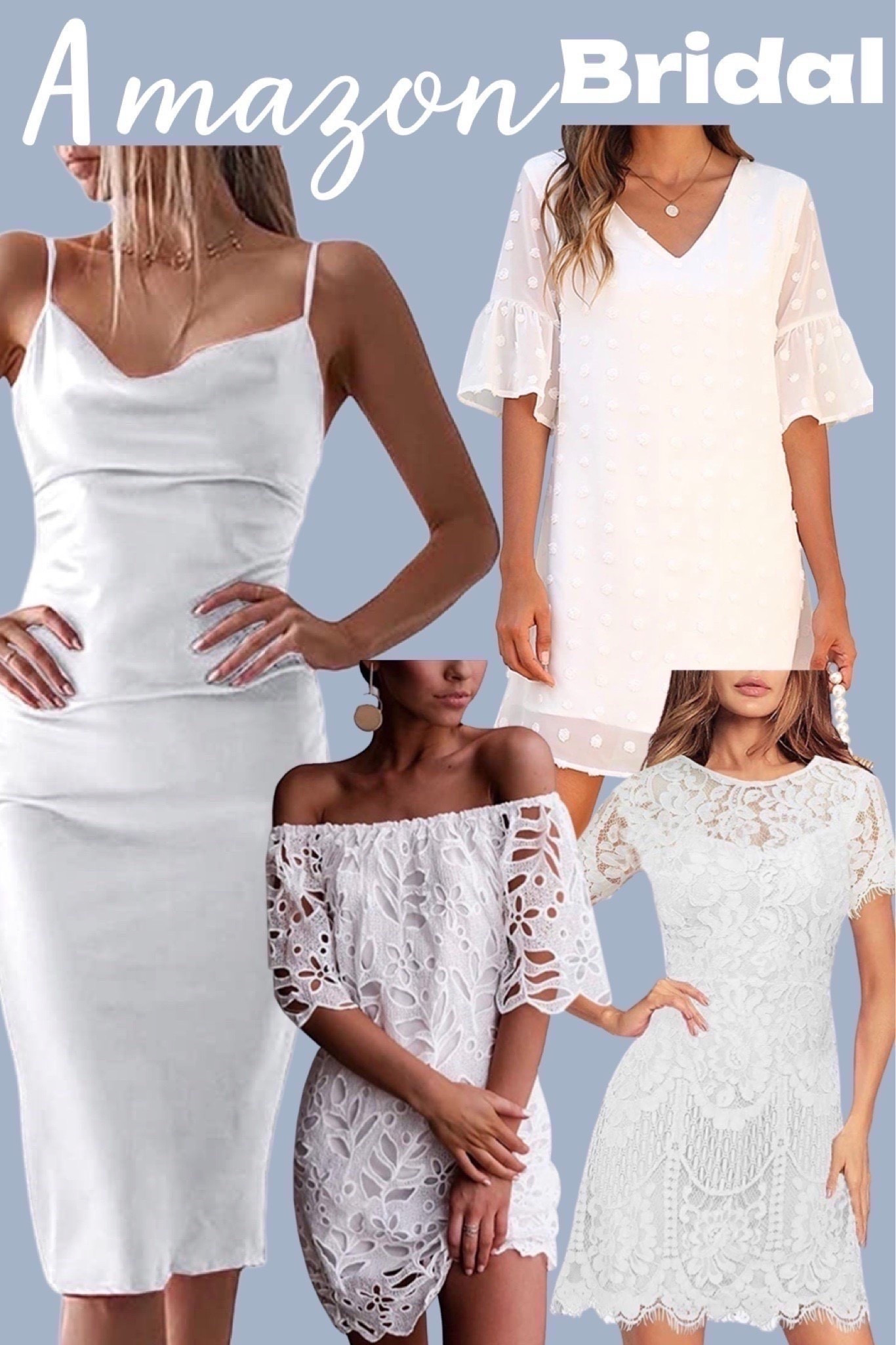 Affordable Amazon bridal dresses for all your wedding events including engagement photos, rehearsal dinner, or for a reception dress. All under $60.

#LTKSeasonal #LTKWedding