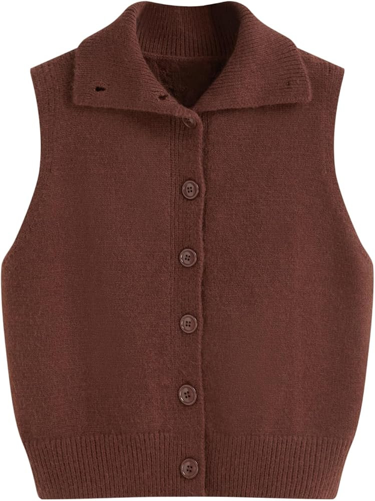 CIDER Sweater Vest Womens Cropped Two-Way Button Down Cardigan | Amazon (US)