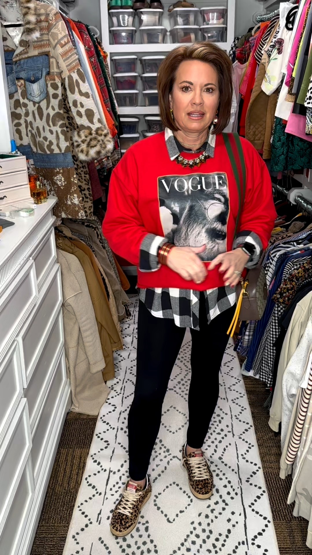 Casual holiday style with a fashion-forward twist 🎄

This outfit is all about elevated comfort—perfect for running errands, casual gatherings, or everyday holiday wear. I layered a graphic sweatshirt over a plaid button-down for added interest, paired it with sleek black leggings, and finished the look with leopard sneakers for a fun pop. A crossbody designer-inspired bag pulls everything together for an effortless, chic vibe.

This is one of my favorite ways to mix prints and textures while still staying comfortable and polished.

⸻

casual holiday outfit
holiday casual style
graphic sweatshirt outfit
layered sweatshirt look
plaid shirt layering
plaid button down outfit
black leggings outfit
everyday leggings look
comfortable holiday outfit
casual Christmas outfit
leopard print sneakers
animal print shoes outfit
leopard sneakers women
mixed print outfit
fashion over 40
fashion over 50
women’s casual fashion
comfortable chic outfit
errand day outfit
weekend casual style
closet outfit inspiration
Amazon fashion finds
designer inspired crossbody
crossbody bag outfit
athleisure inspired outfit
holiday layering ideas
winter casual outfit women
modern mom style
classic with a twist outfit
LTK fashion finds


#LTKgrwm #LTKHoliday #LTKootd