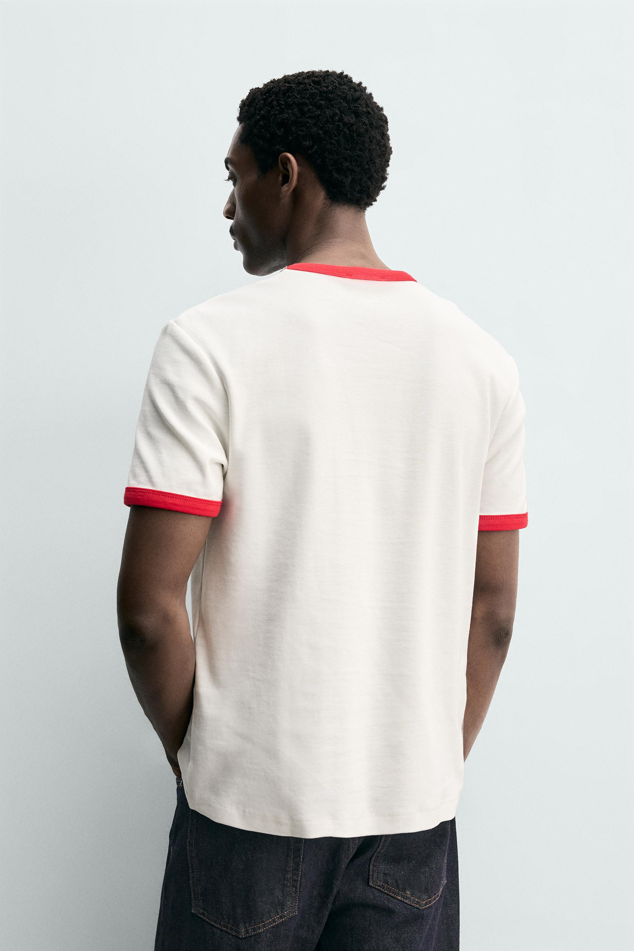 T-SHIRT C\u00d4TEL\u00c9 BASIQUE EN CONTRASTE | Zara FR