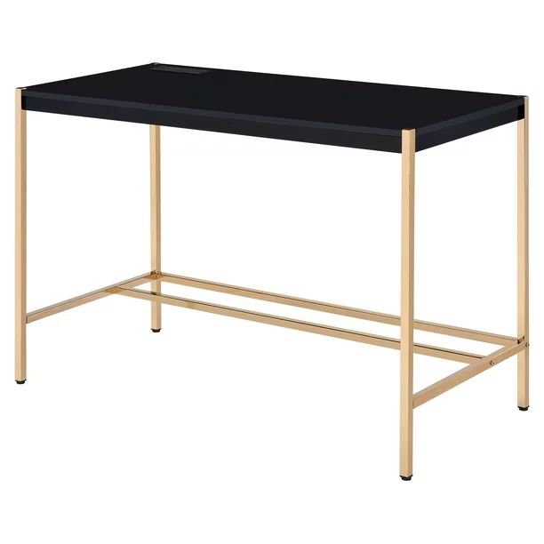 ACME Midriaks Writing Desk with USB Port in Black and Gold | Walmart (US)