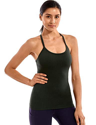 CRZ YOGA Seamless Workout Tank Tops for Women Racerback Athletic Camisole Sports Shirts with Buil... | Amazon (US)