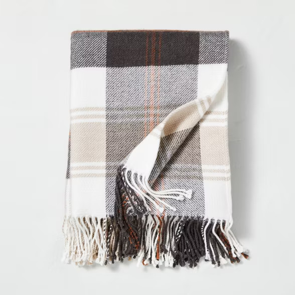 Outdoor Fall Tartan Plaid Fringe Throw Blanket - Hearth & Hand™ with Magnolia | Target