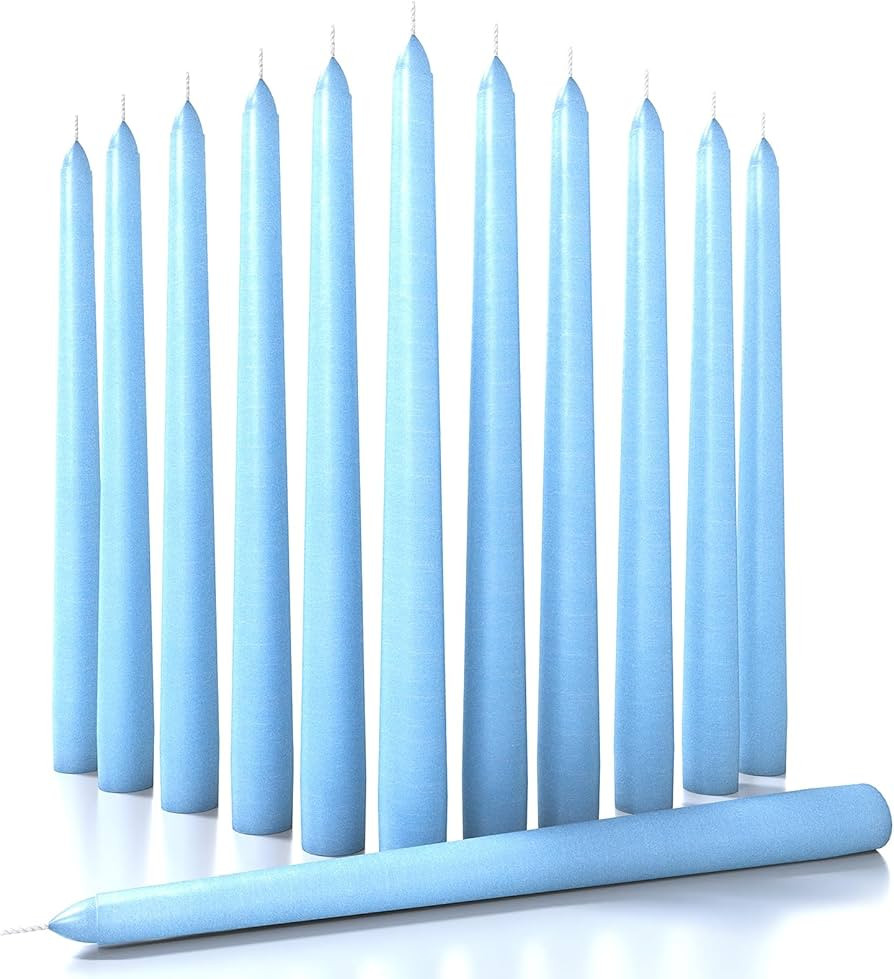 CANDWAX 12 inch Light Blue Taper Candles Set of 12 - Unscented Smokeless Dripless Tall Candle Sti... | Amazon (US)