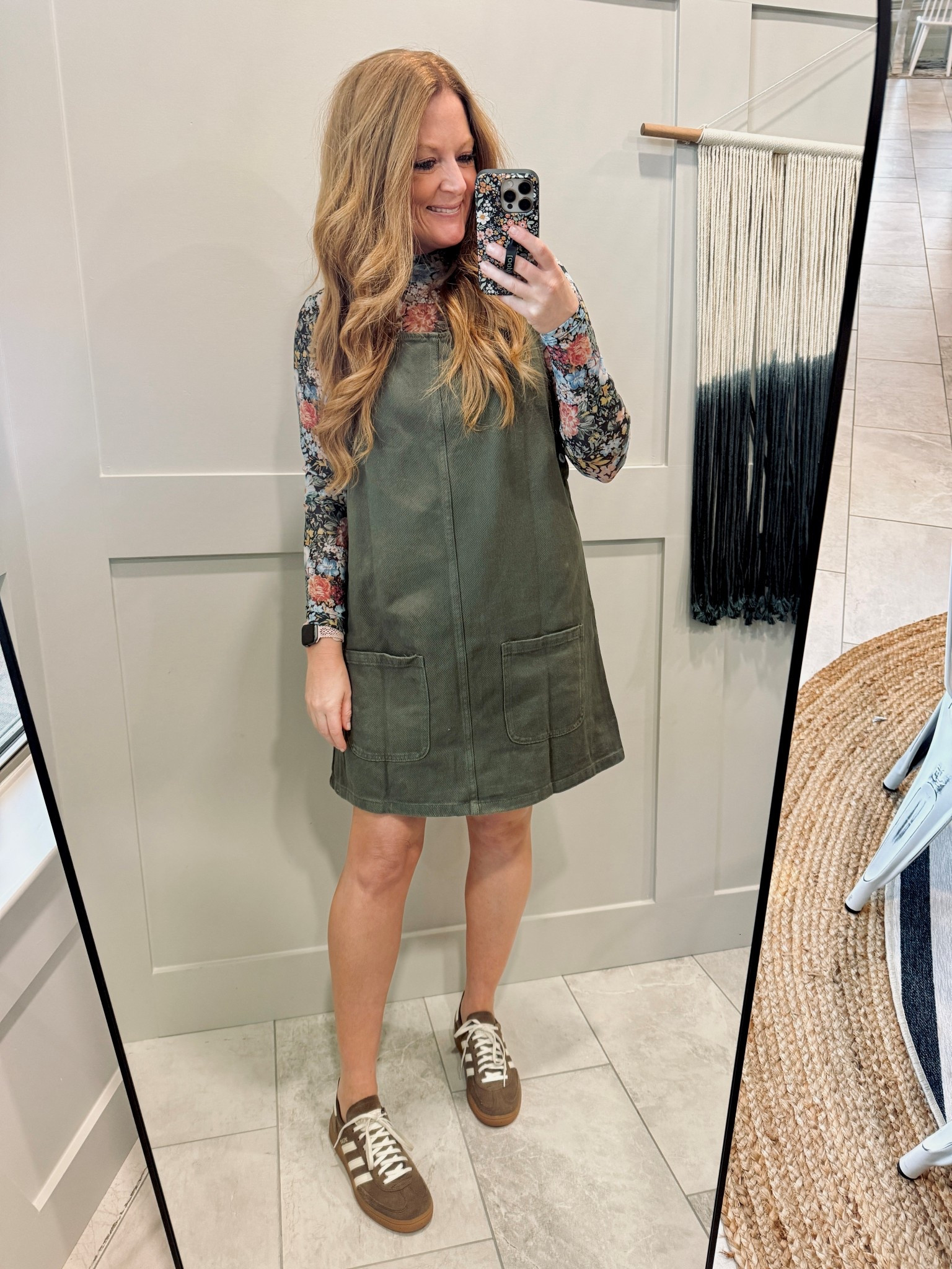Cute little army green denim dress from Amazon! Have it in light denim, so I had to grab it in green! Paired with a floral mesh long sleeve top from Amazon (regular size M in both)

#LTKWorkwear #LTKOver40