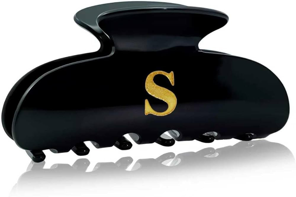 Initial Cute Hair Clips - Black Letter Elegant Hair Claw Clips, Glitter Claw Clips Durable Hair C... | Amazon (US)