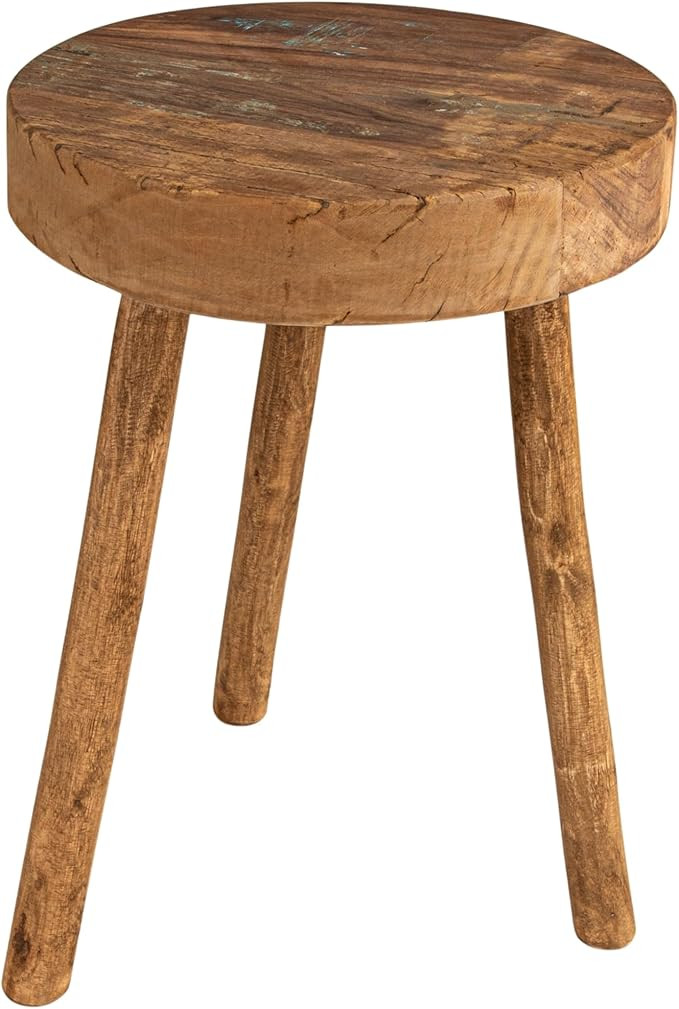Bloomingville Reclaimed Wood Stool, Natural, 13" Round x 18"H | Amazon (US)