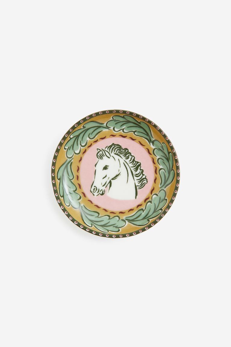 Small Porcelain Plate - Dark yellow/horse - Home All | H&M US | H&M (US + CA)