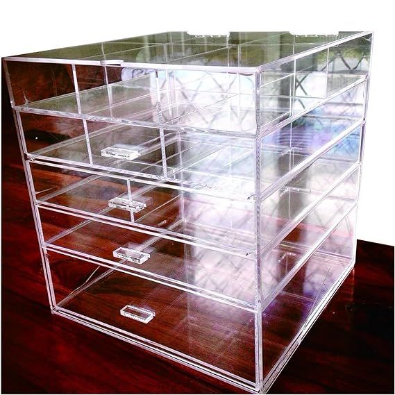 Cq acrylic Large Beauty Cube 5 Tier Drawers Acrylic Cosmetic organizer Handmade Multi function Makeu | Amazon (US)