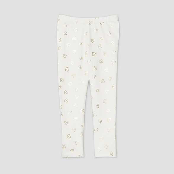 Toddler Girls' Foil Heart Leggings - Cat & Jack™ Cream | Target