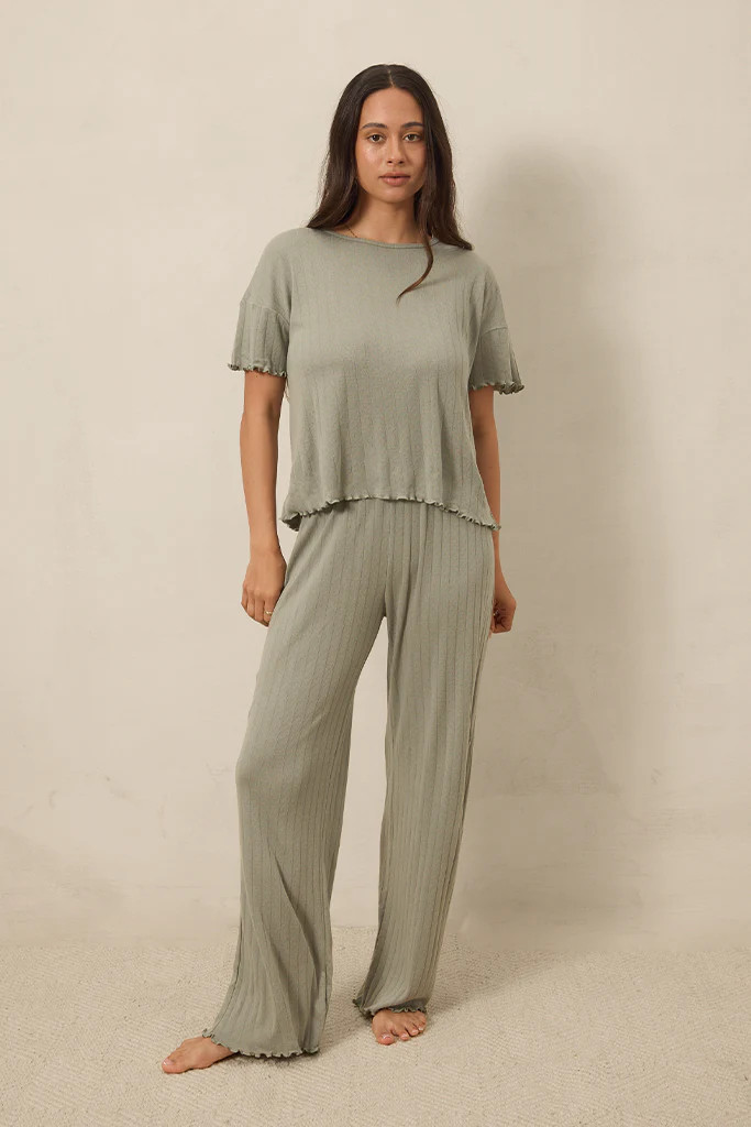 Mist Pointelle Short-Sleeve Women’s Sleep Set | Solly Baby