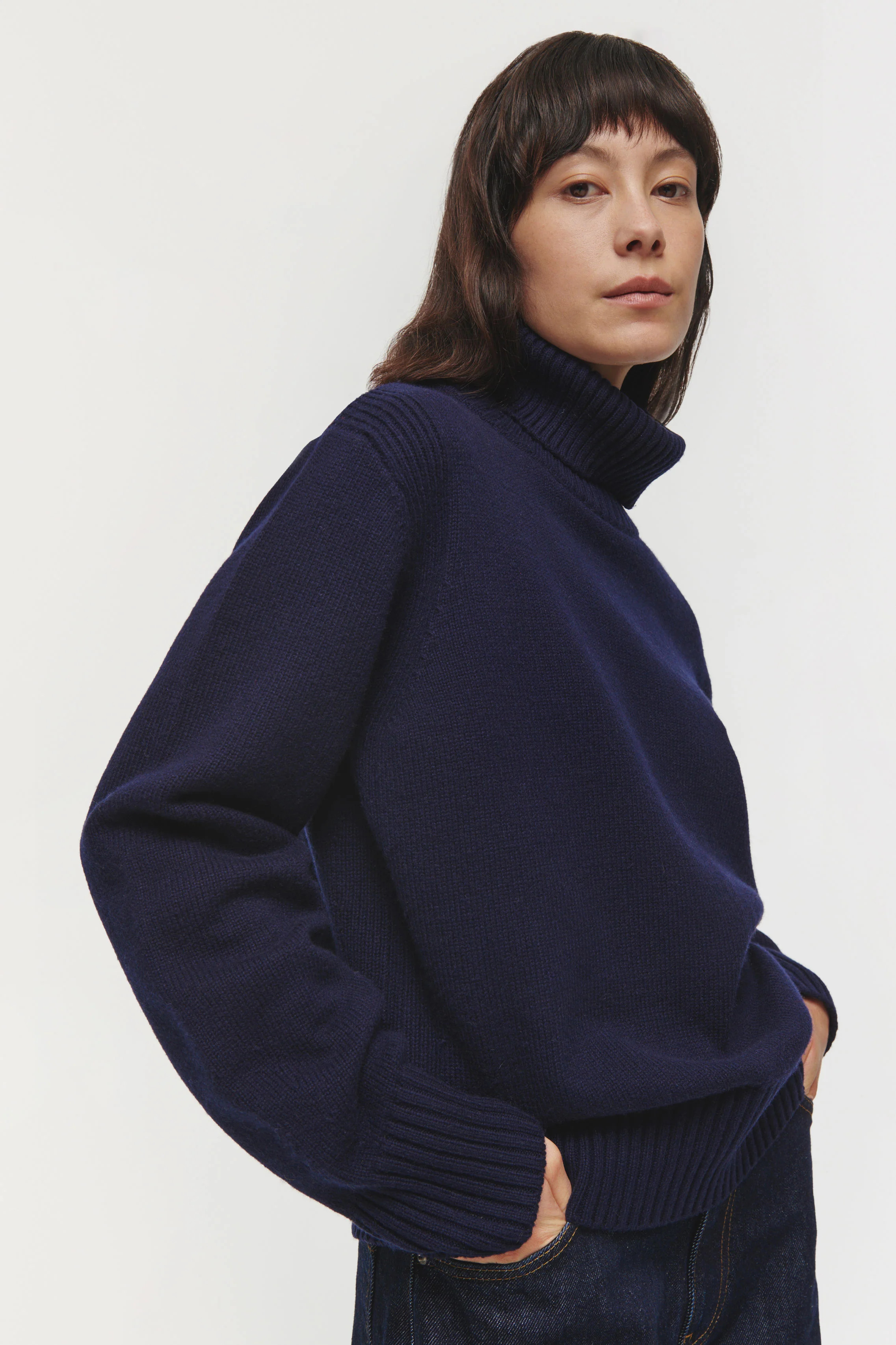 ALIGNE Detachable Roll neck Jumper - Navy | Iris | Aligne UK