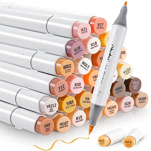 Ohuhu Brush Markers Skin Tone - 36 Portrait Skin Colors Double Tipped Art Marker Set for Artist Adults Coloring Illustration- Refillable- Brush & Fine Dual Tips- Honolulu B of Ohuhu Markers | Amazon (US)