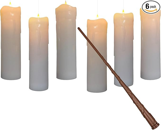 Leejec Floating Candles with Magic Wand Remote, Hanging Pillar LED Candles, Flickering Warm Light... | Amazon (US)