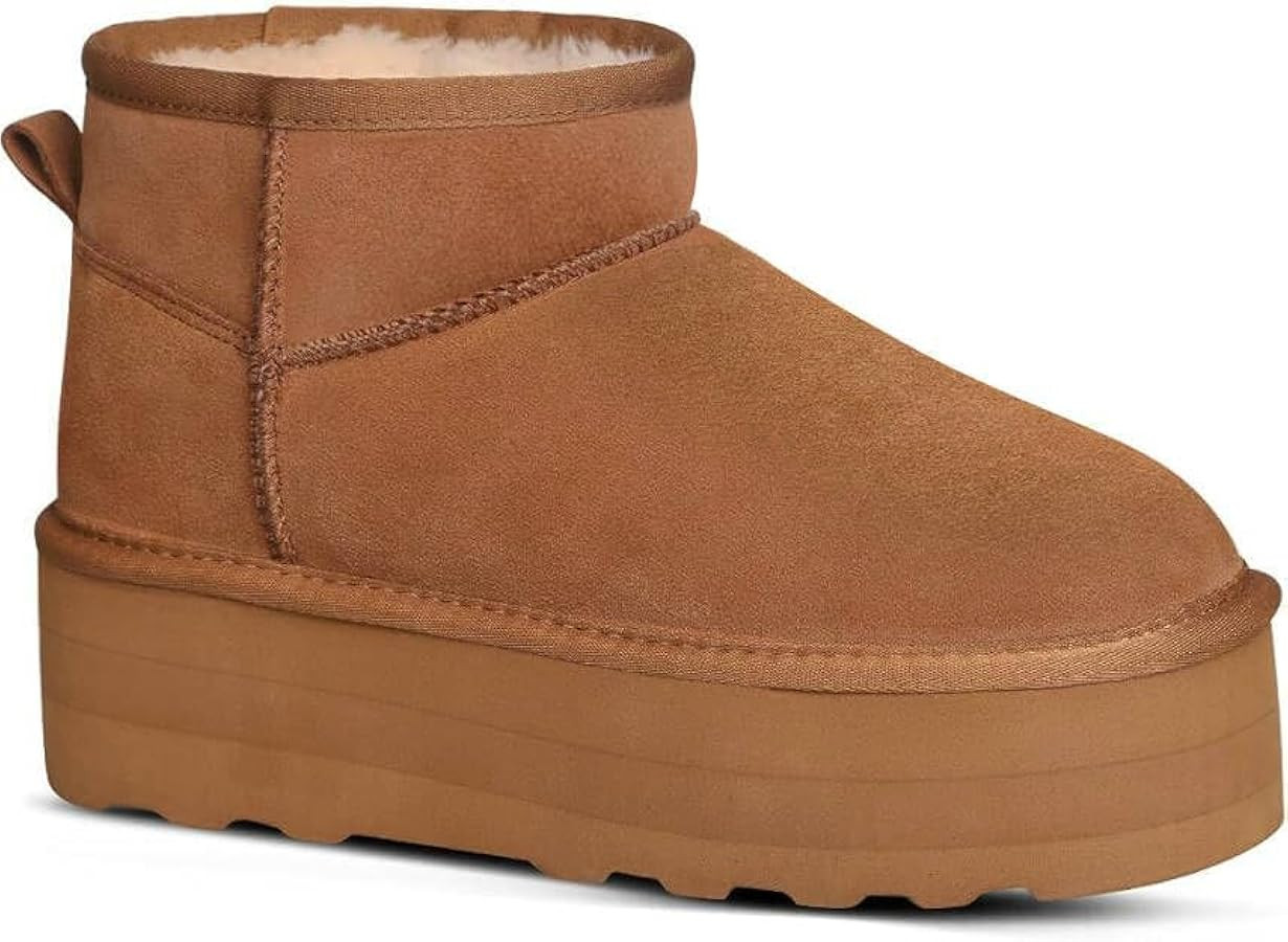 Platform Mini Boot For Women Short Ankle Boot Fur Fleece Lined Sneakers Snow Platform Anti-Slip B... | Amazon (US)